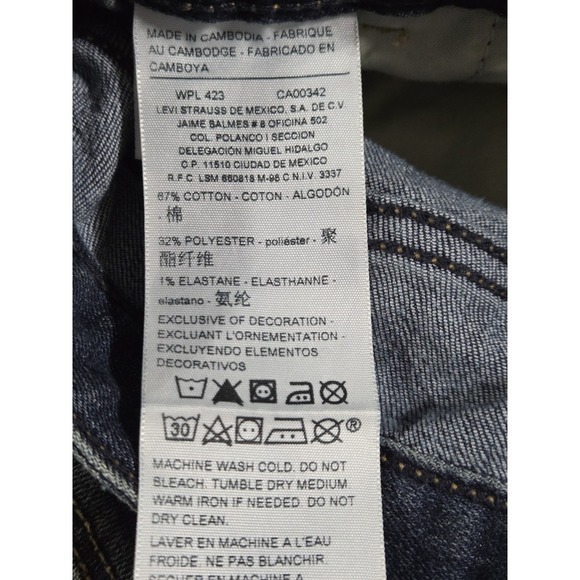 Denizen Levi's Womens Dark Wash Rolled Cuff Short Jean Overall Small - Picture 5 of 5